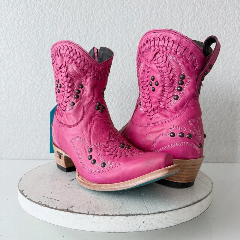 Women's Pink Western Ankle Boots